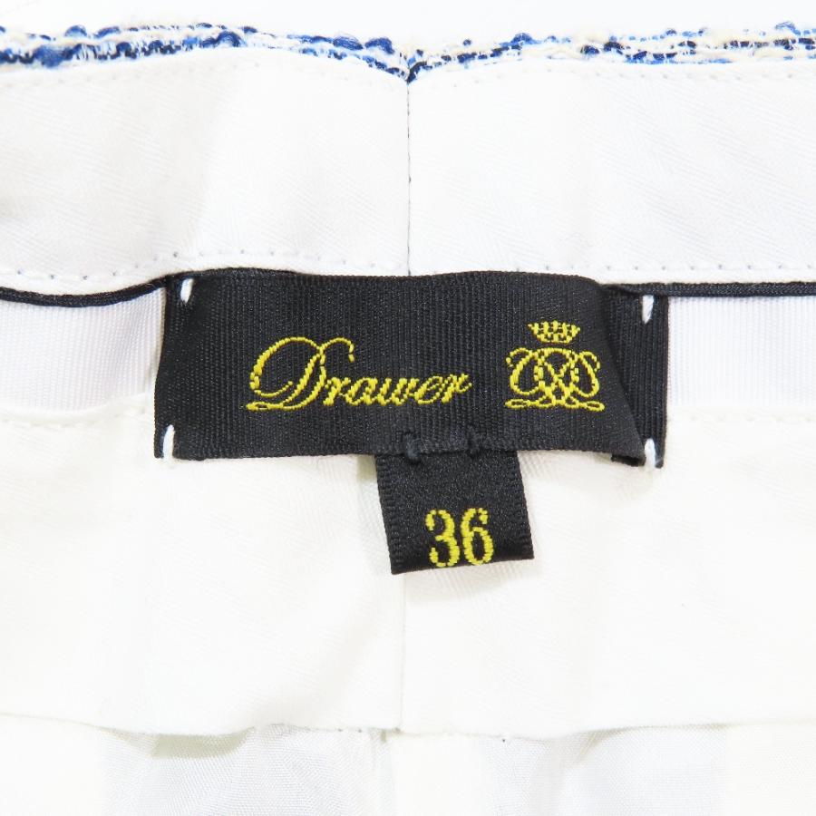 美品 Drawer ドゥロワー サマーツイード センタープレス テーパード パンツ ボトムス 36 ブルー レディース 古着 中古 | DRAWER | 04