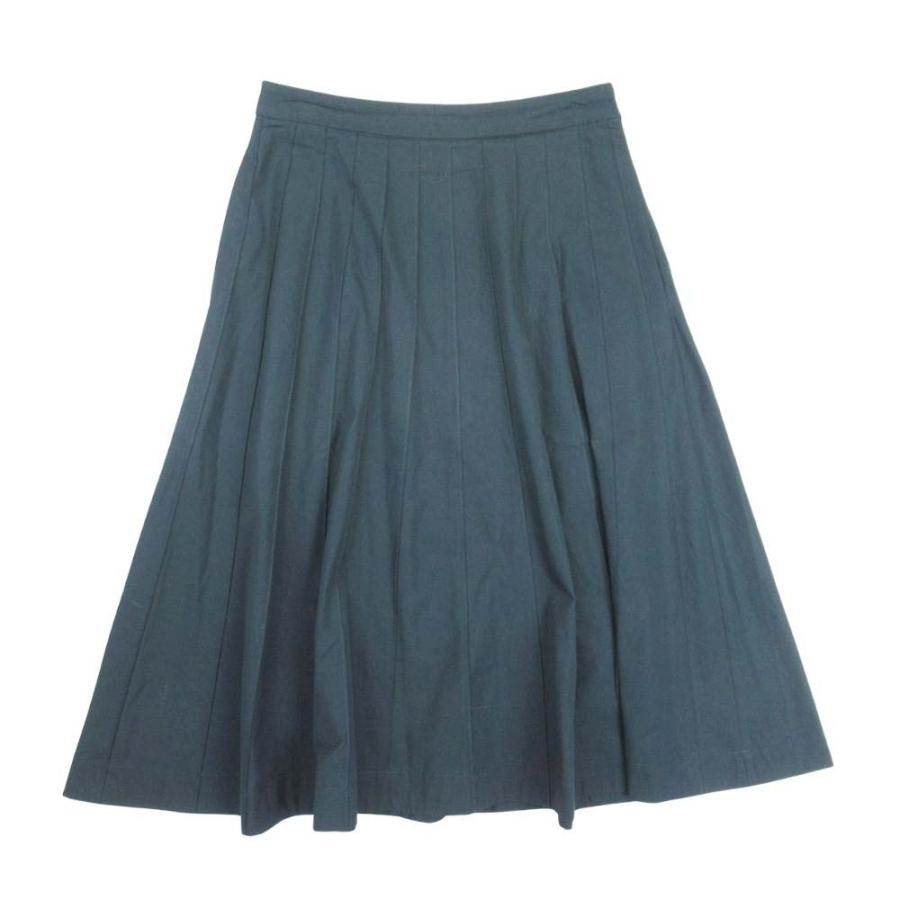 美品 MARGARET HOWELL マーガレットハウエル 25aw タックプリーツ ミモレスカート フレアシルエット 2 ダークグリーン レディース 古着 中古 | MARGARET HOWELL