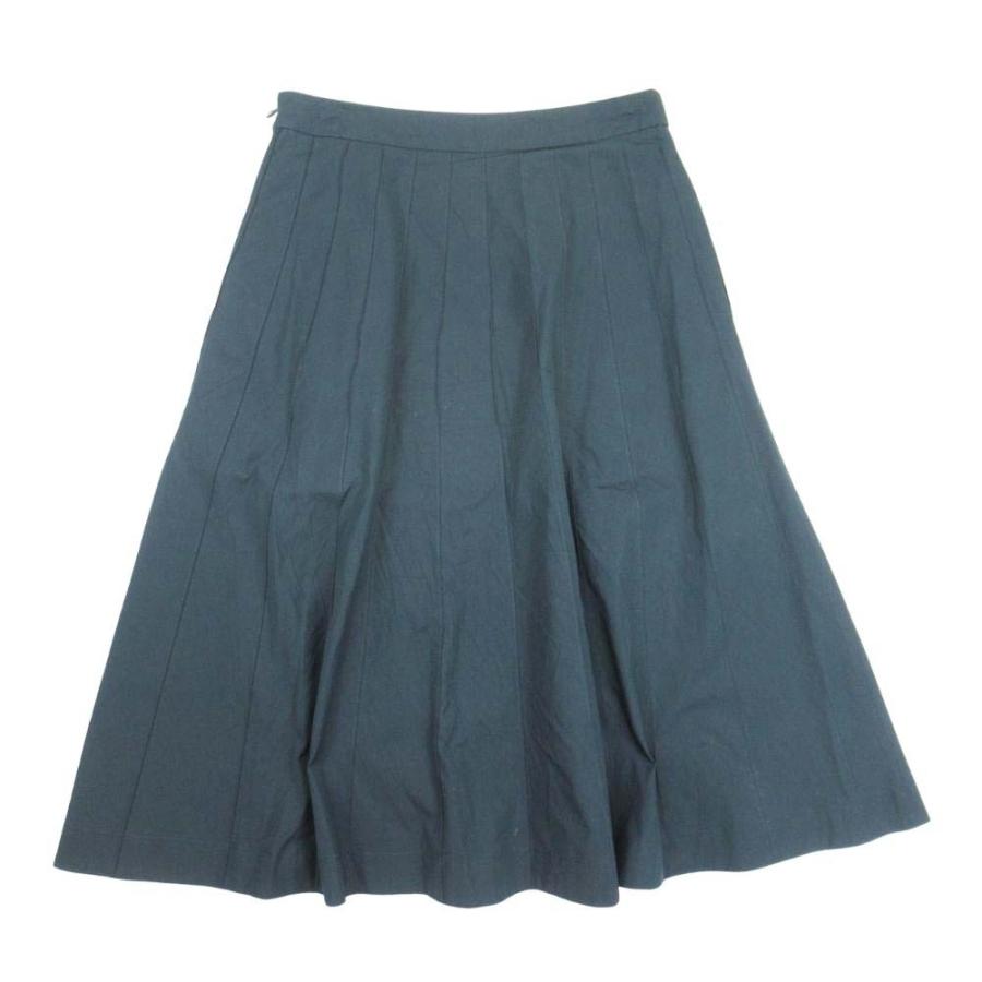 美品 MARGARET HOWELL マーガレットハウエル 25aw タックプリーツ ミモレスカート フレアシルエット 2 ダークグリーン レディース 古着 中古 | MARGARET HOWELL | 01