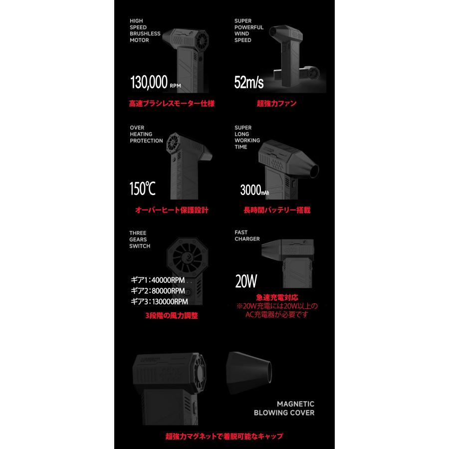 超強力 電動 エアダスター エアブロワーSUPER POWER TURBO FAN JET