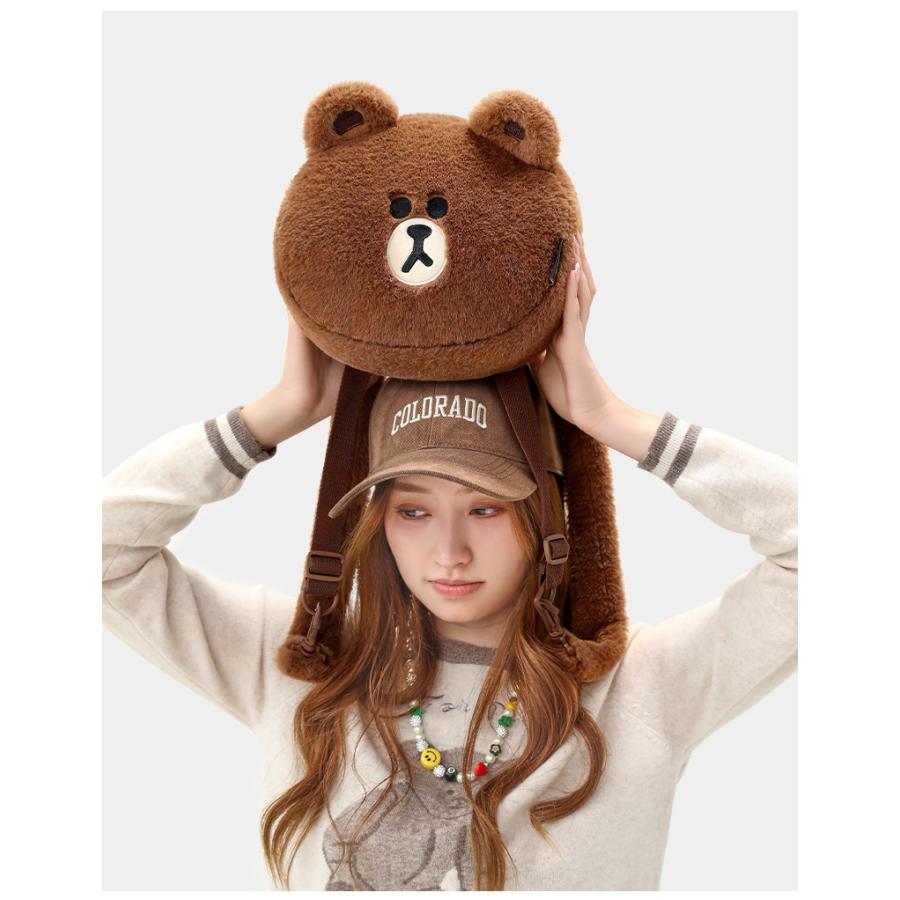 LINE FRIENDS ファーバッグ ぬいぐるみ バッグ 大きめ トート
