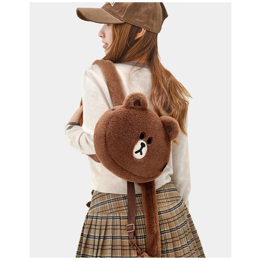 LINE FRIENDS ファーバッグ ぬいぐるみ バッグ 大きめ トート