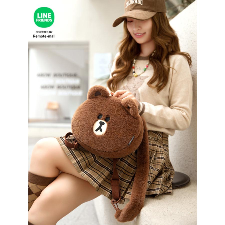LINE FRIENDS ファーバッグ ぬいぐるみ バッグ 大きめ トート