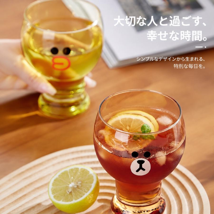 LINE FRIENDS公式】丸みのある樽型グラス 450ml ブラウン コニー