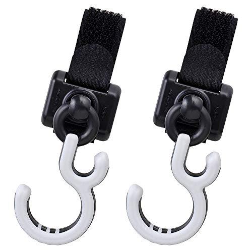 ダイヤ (Daiya) ベビーカー フック BK 2個入 耐荷重3kg 滑り止め付き 荷物掛け ダブルフック 360度回転 頑丈 030504 A | 