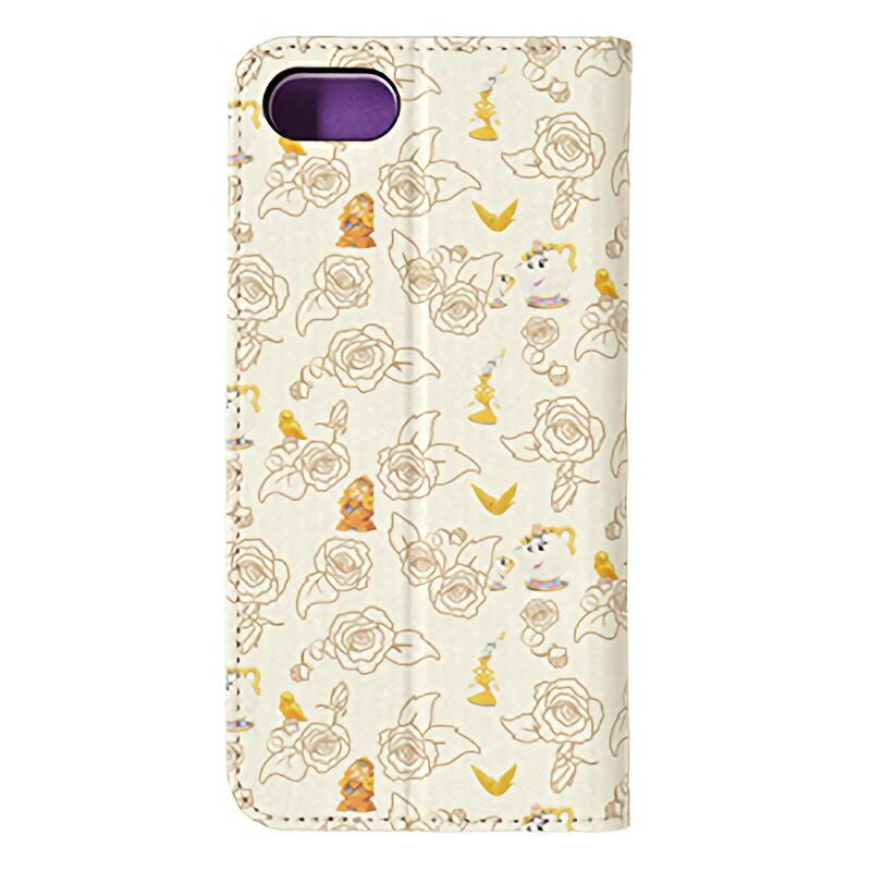Apple × Disney コラボ iPhone 7 8 SE2 SE3 ブックタイプスマホケース 美女と野獣 キャラクター ホワイト カードポケット付き 手帳型 カバー スマホ保護｜renaissmorito｜02