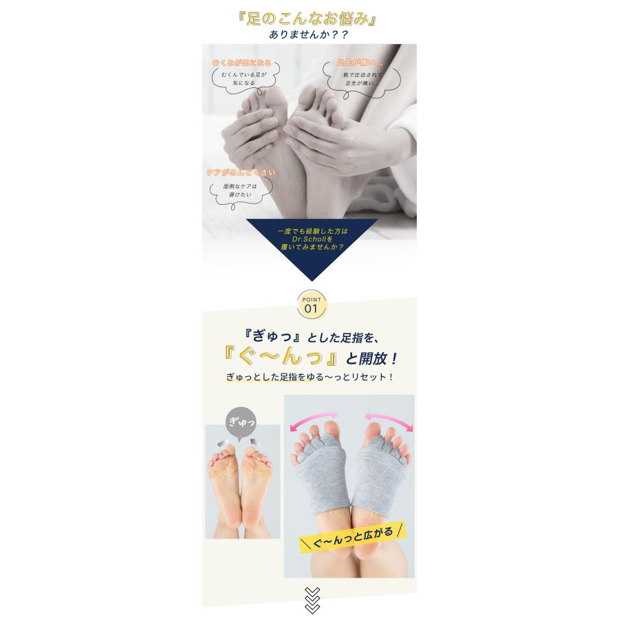 Dr.Scholl めぐっぱ 足指オープナー ショート丈 23-25cm レーヨン