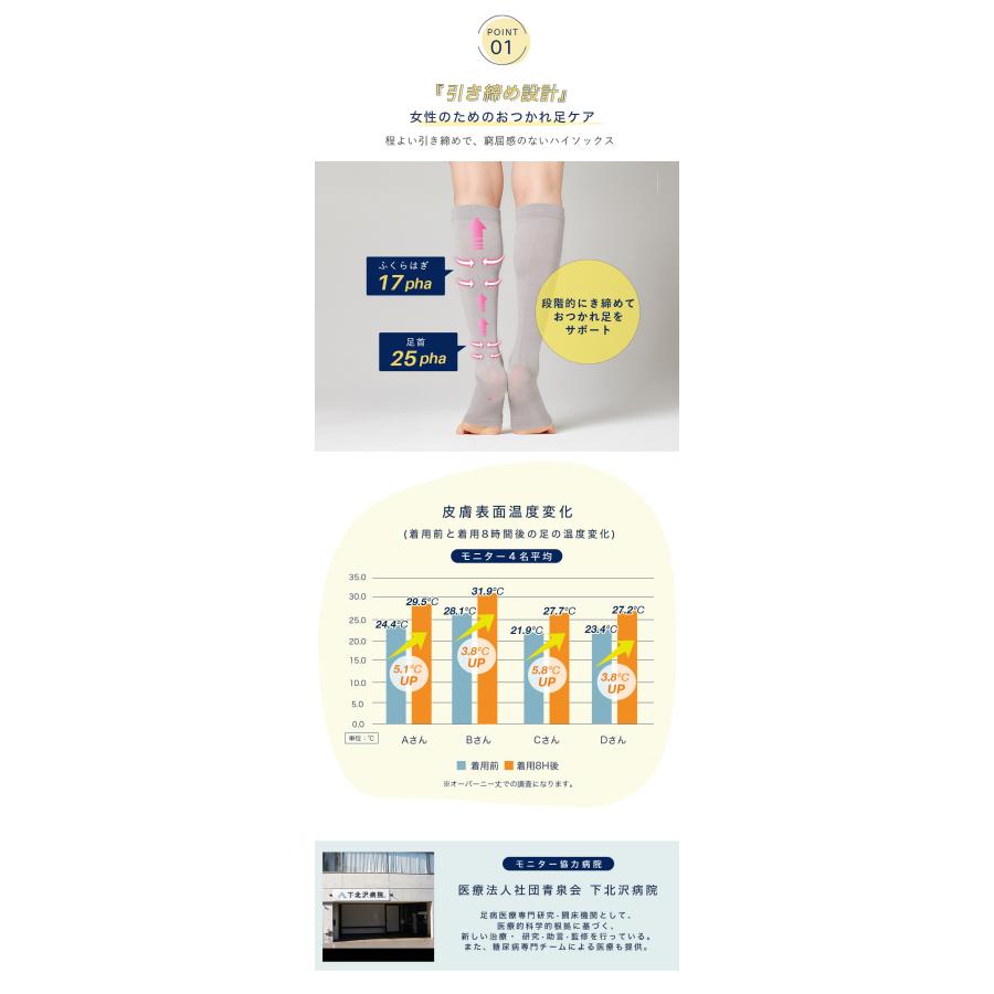 Dr.Scholl シルク入り引き締めソックス ハイソックスタイプ レーヨン