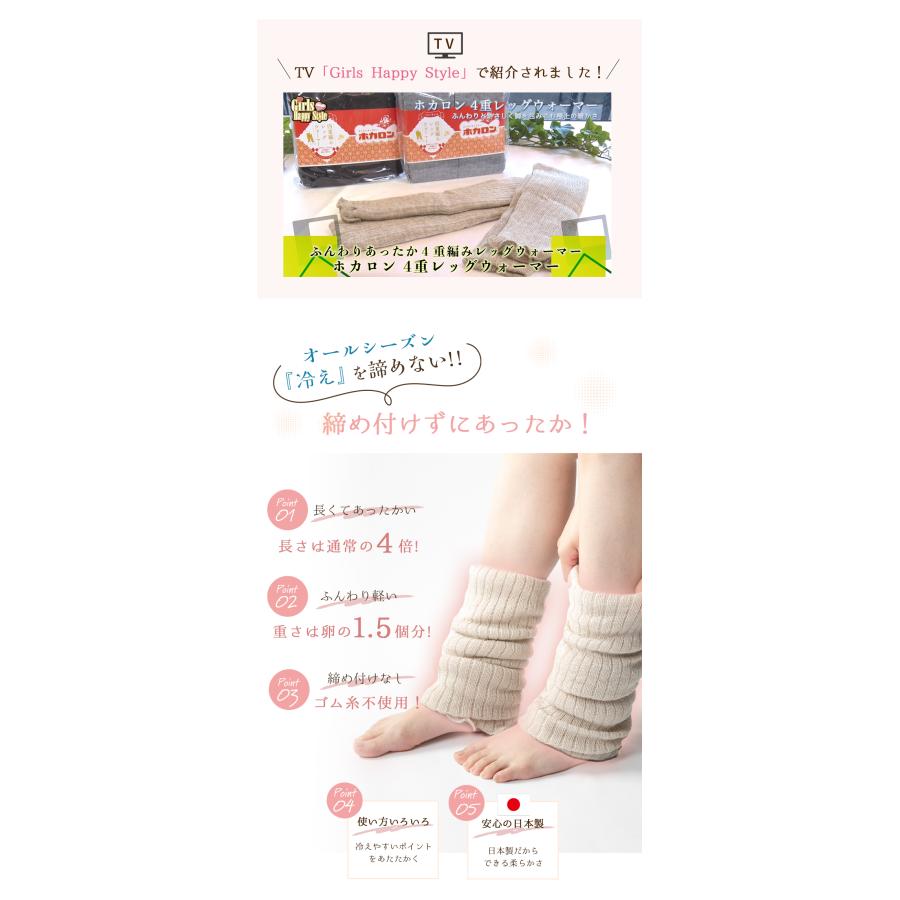 ホカロン 日本製 冷えとり レッグウォーマー ロング 冬用 4重編み 1双