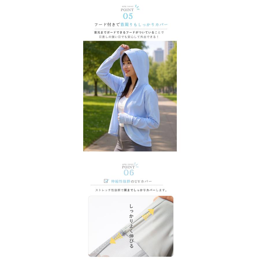 着るだけUV対策 UVカット遮蔽率 97.5%以上 UPF50+ SEA BREEZE フード