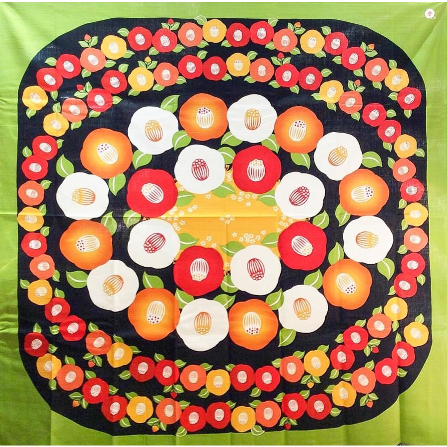 風呂敷 大判 花衣 椿 黒 三巾 105cm 綿 日本製 和柄 和雑貨 クリック