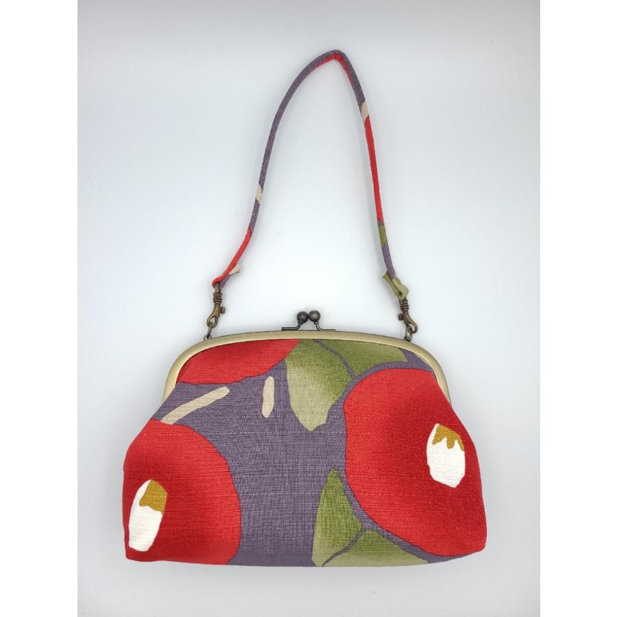 がま口バック 取手 付け替え可能 竹久夢二 つばき グレー むす美