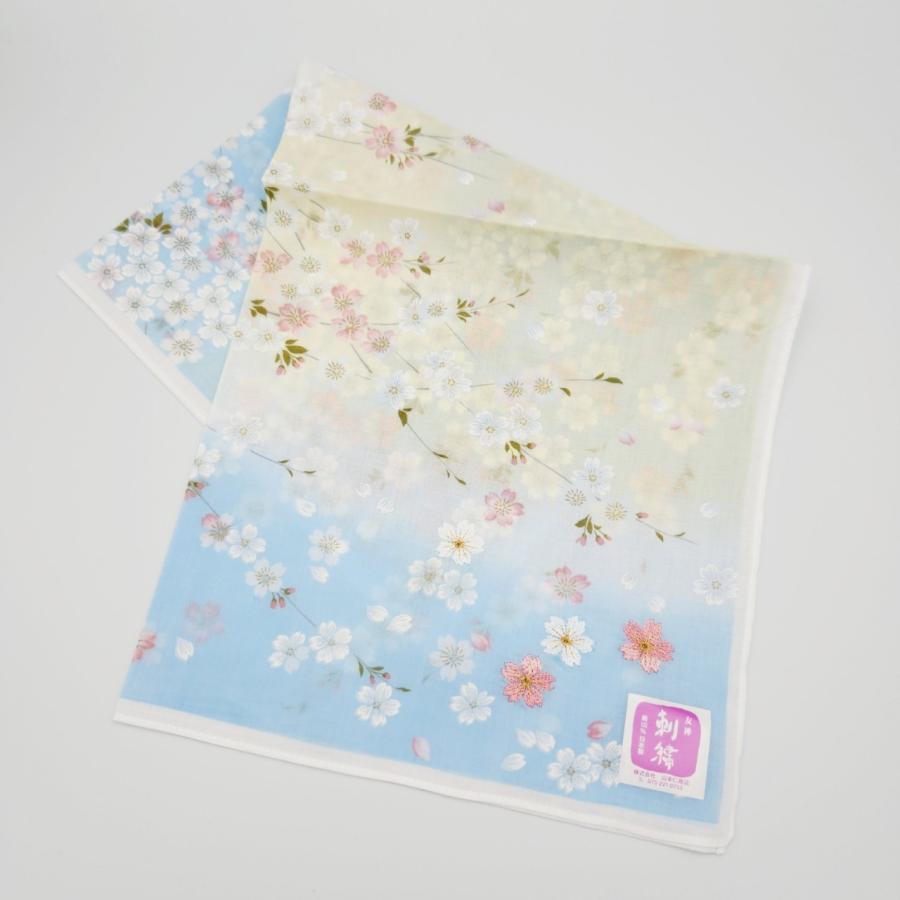 ハンドメイドハンカチ　桜姫 ハンカチ プレゼント レディース 女性 友禅 刺繍 和柄 スカーフ 桜舞