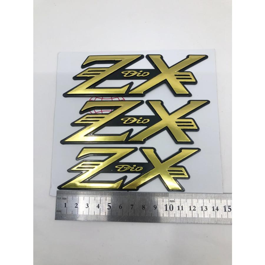社外新品 ライブDIO AF34 AF35 ZX エンブレム 3枚/1SET 金 : レンカ