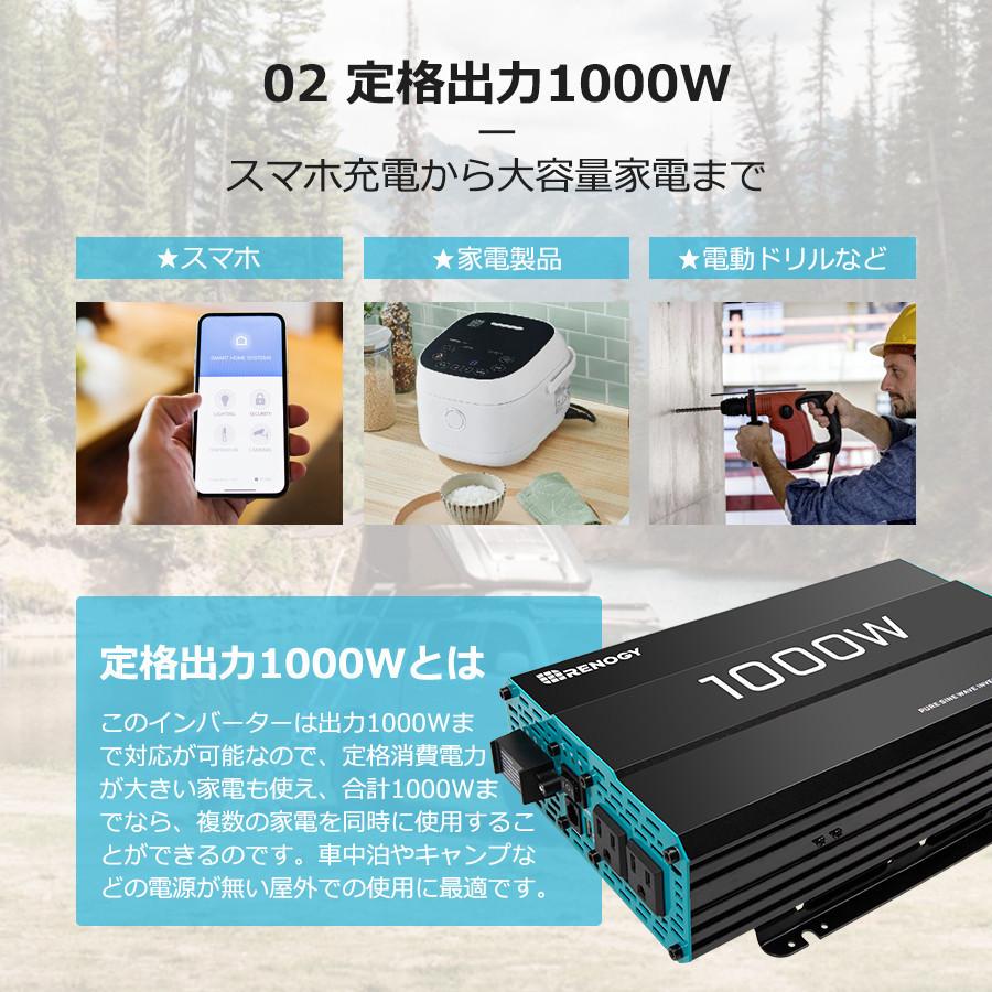 Renogy インバーター 正弦波 1000w 最大00w Ac出力電圧100v 日本電化製品向け Usb出力 Dc Ac 直流 交流 変換 R Invt Pgh2 Jp Renogysolar 通販 Yahoo ショッピング