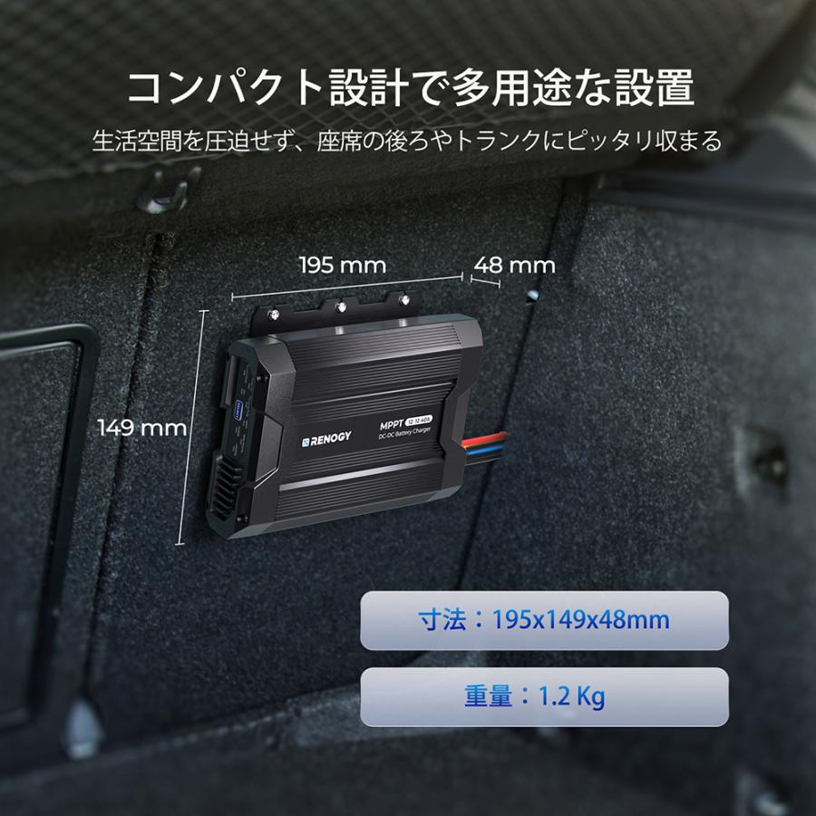 RENOGY 12V 40A 走行充電器 MPPT 3WAY ソーラーバッテリー充電器