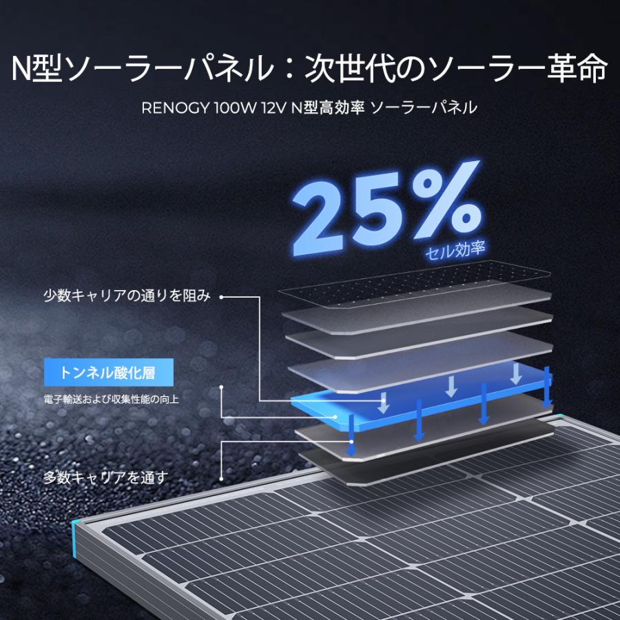 RENOGY 100W 12V ソーラーパネル 単結晶 高効率 MC4コネクター
