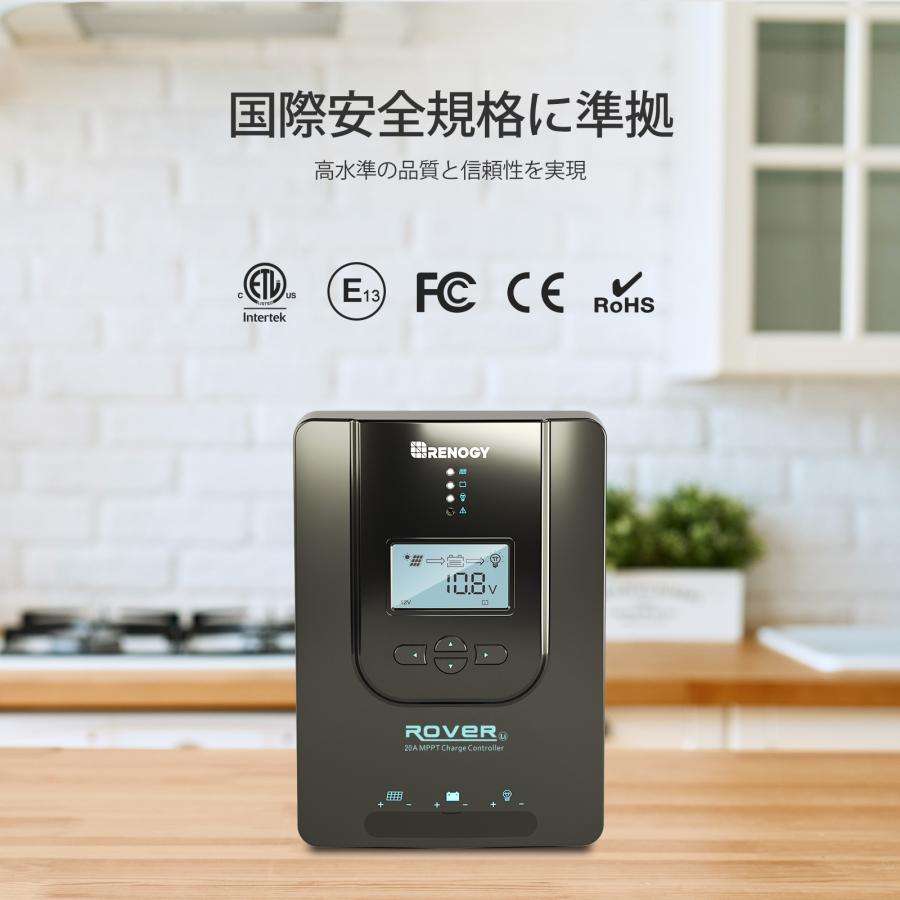 Renogy MPPTチャージコントローラ 20A RENOGY 20A MPPT チャージ コントローラー 12V/24Vシステム 自動