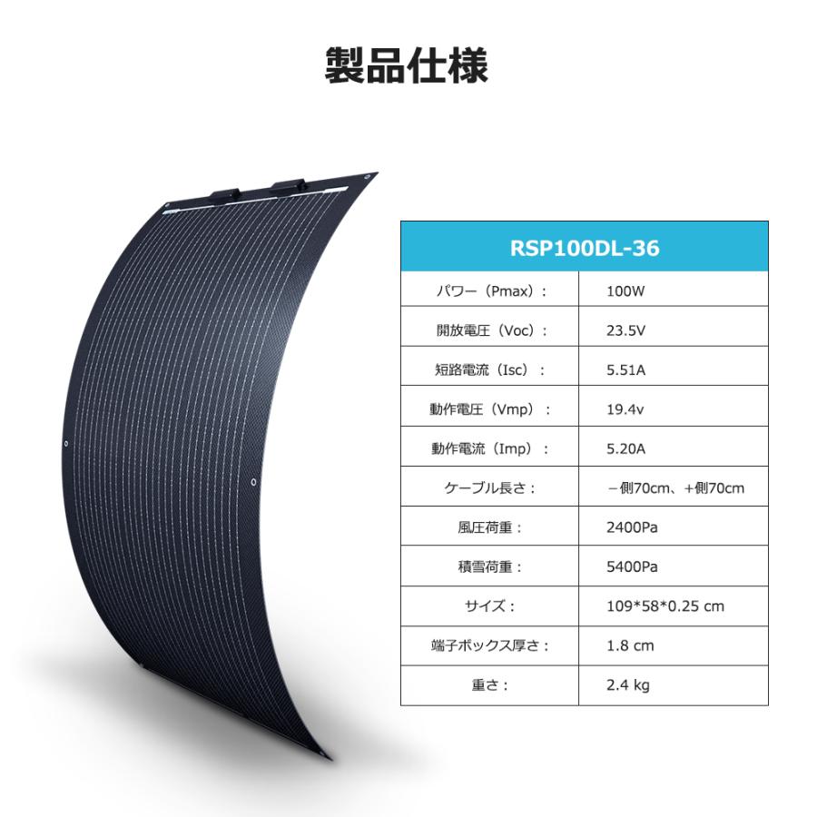 レノジー RENOGY PERCフレキシブルソーラーパネル 100W RENOGY レノジー フレキシブル ソーラーパネル 100W 単結晶 12V