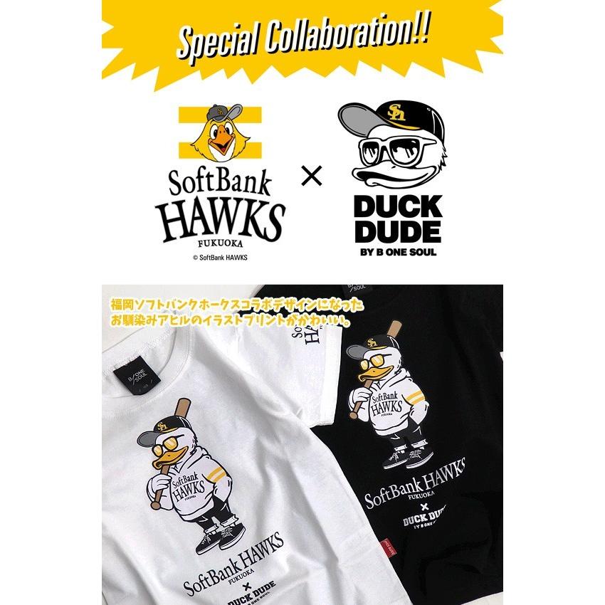 DUCK DUDE 福岡ソフトバンクホークス×ダックデュード コラボ ホークスのバッタースタイルのアヒルプリントTシャツ。子供服。KIDS-004｜renovatio｜02