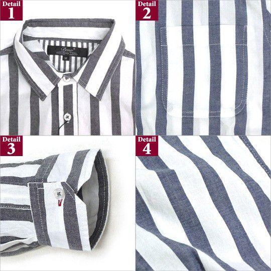 メンズ ストライプシャツ 長袖シャツ 7分袖シャツ メンズ春夏新作に