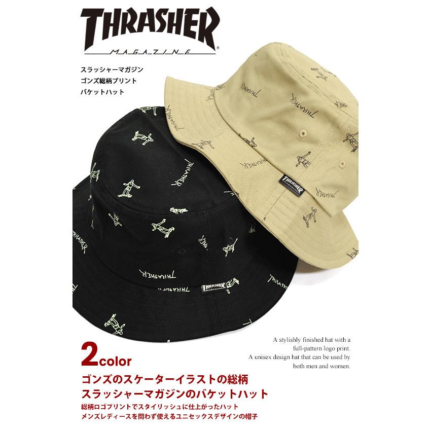 THRASHER（スラッシャー） ハット ゴンズ ロゴ 総柄 プリント バケット