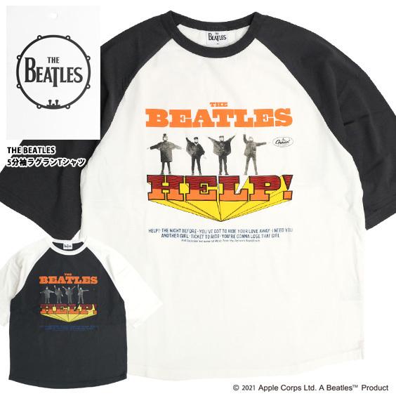 THE BEATLES Tシャツ ビートルズ HELP プリント 5分袖 ラグランTシャツ