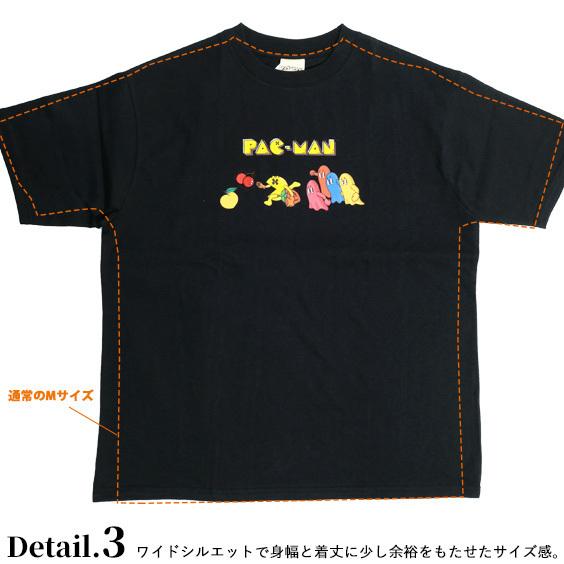 PAC-MAN Tシャツ パックマン レトロ プリント 刺繍 半袖Tシャツ ワイド 