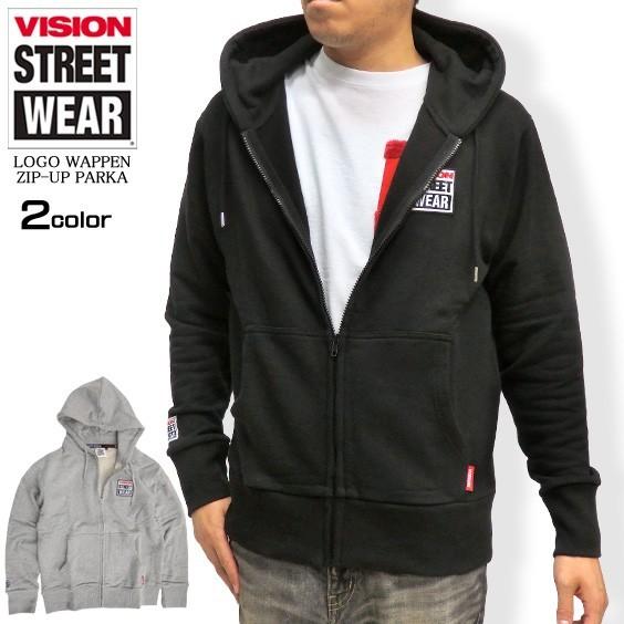 VISION STREET WEAR パーカー ロゴワッペン ジップパーカー メンズ 