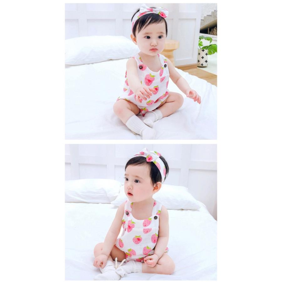 ベビー服 ロンパース 新生児 オーバーオール 女の子 綿 夏 赤ちゃん 柔らかい 涼しい ヘアバンド おしゃれ いちご うさぎ G16 Zaizai31 がんばれちゃん 通販 Yahoo ショッピング