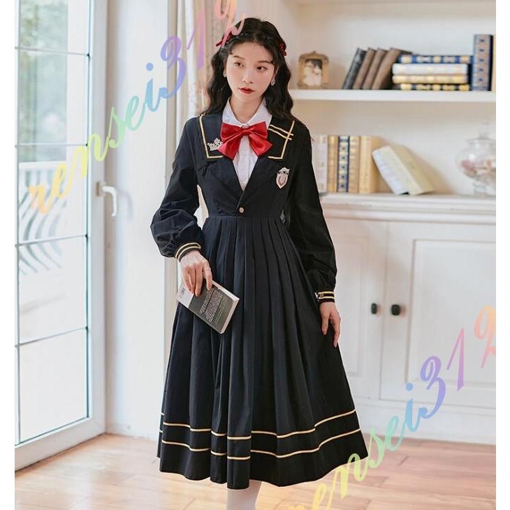 セーラー服 ワンピース ロング丈セーラー服 セーラーワンピ ひざ下丈 Jk制服 プリーツワンピース 学生服 Rqb がんばれちゃん 通販 Yahoo ショッピング