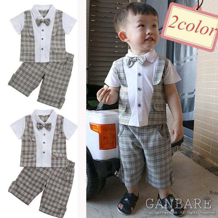 ベビー服 キッズ 子供服 フォーマル スーツ レイヤード風 シャツ ハーフパンツ 上下セット 男の子 結婚式 入園式 卒園式 誕生日 バースデー 夏 Y6 Suit94 がんばれちゃん 通販 Yahoo ショッピング