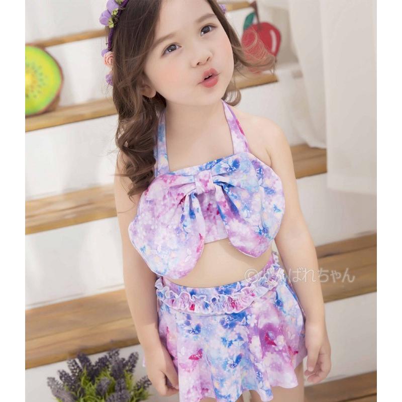 大割引 子供水着 女の子 子供用 キッズ水着 ビキニ セパレート キャップ付き 3点セット 水着 キッズ リボン 子供 こども 女児 幼児 スイムウェア Umb Digital