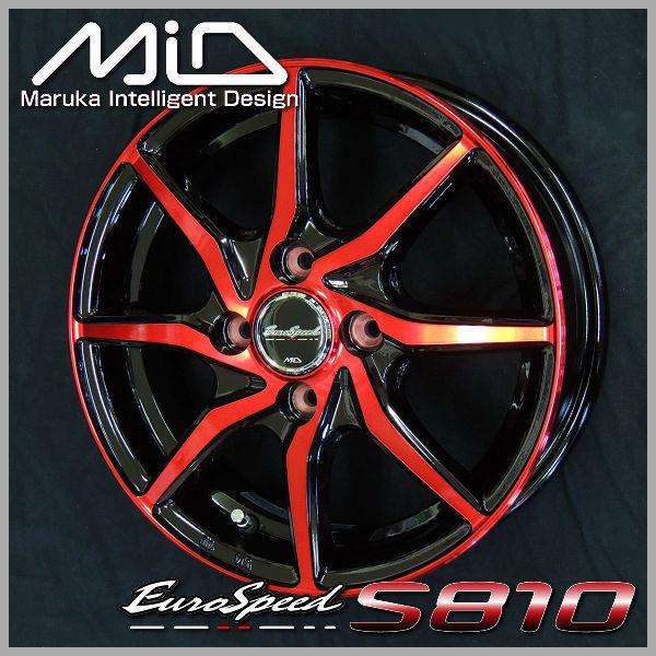送料無料 ユーロスピードS810 ブラックレッドクリア 赤 155/65R14 ブリヂストン タイヤ ホイール4本セット N-BOX ウェイク タント | エコピア