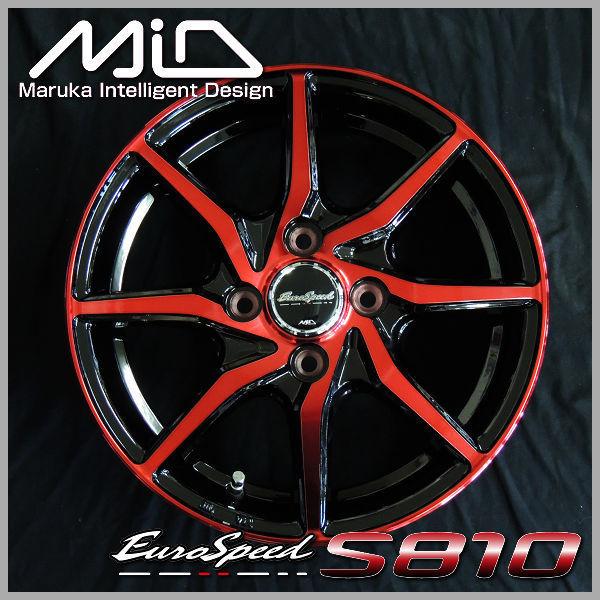 送料無料 ユーロスピードS810 ブラックレッドクリア 赤 155/65R14 ブリヂストン タイヤ ホイール4本セット N-BOX ウェイク タント | エコピア | 01