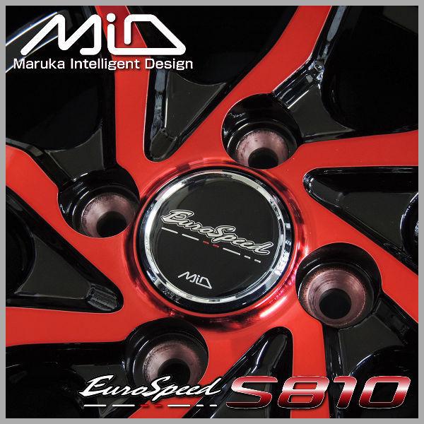 送料無料 ユーロスピードS810 ブラックレッドクリア 赤 155/65R14 ブリヂストン タイヤ ホイール4本セット N-BOX ウェイク タント | エコピア | 03