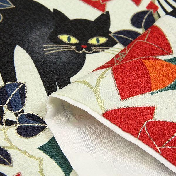 着物 レンタル M 白 ネコ柄/猫 ワンタッチ 簡単 和服 : レンタル着物