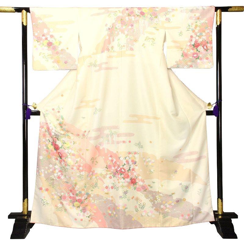 【正規品】 訪問着 レンタル L クリーム 御所車 ワンタッチ 簡単 着物 七五三 【2193531531】(12870円)