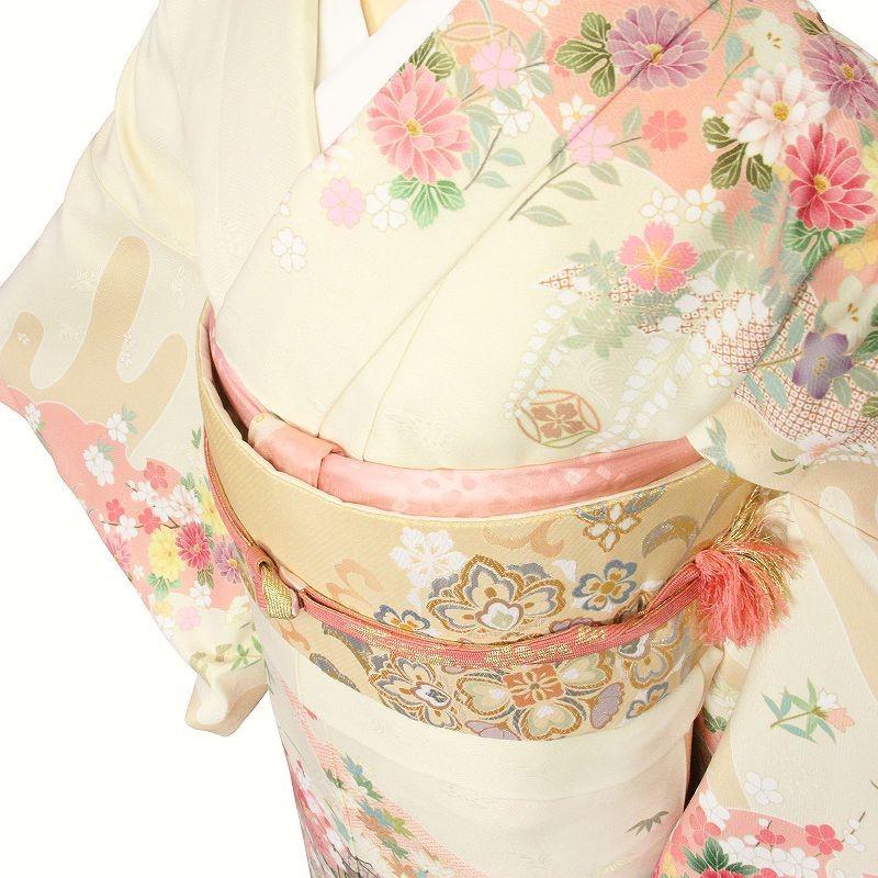 【正規品】 訪問着 レンタル L クリーム 御所車 ワンタッチ 簡単 着物 七五三 【2193531531】(12870円)