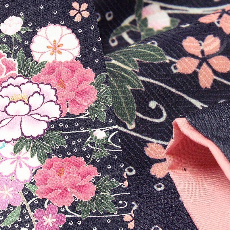 訪問着 レンタル S 黒 しだれ桜 ワンタッチ 簡単 着物 パーティー 着物