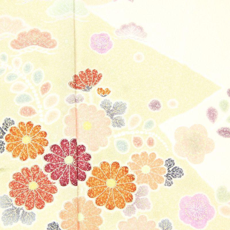 訪問着 レンタル S クリーム 辻が花 ワンタッチ 簡単 着物 七五三 着物 七五三