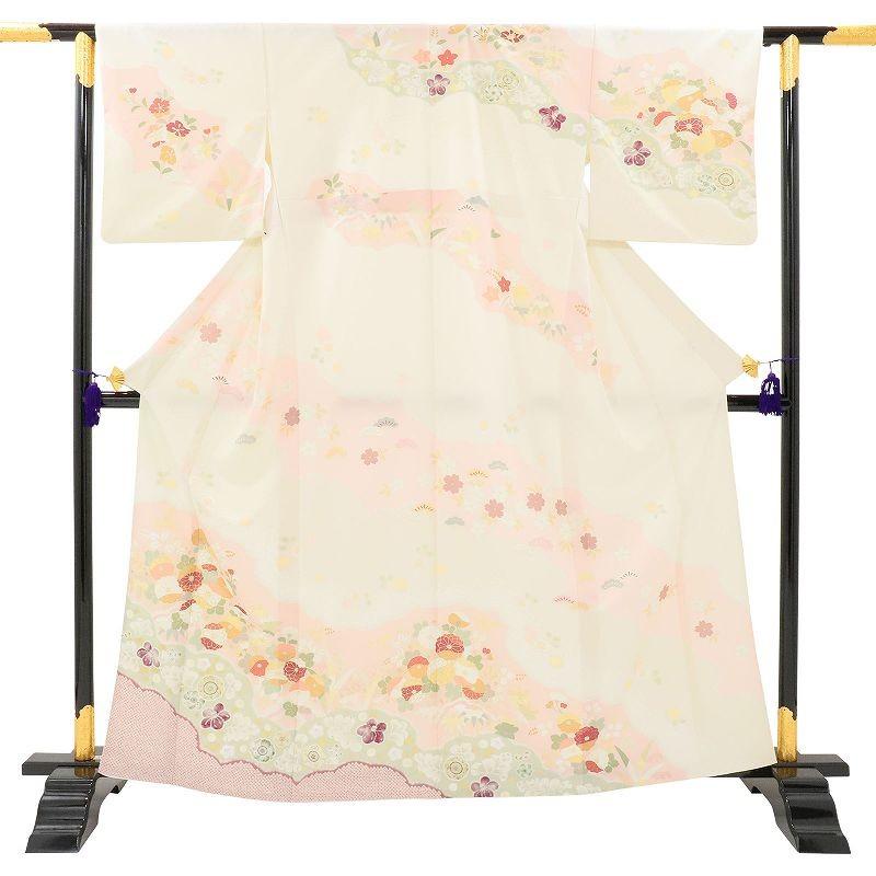 訪問着 レンタル S クリーム 辻が花 ワンタッチ 簡単 着物 七五三 着物 七五三