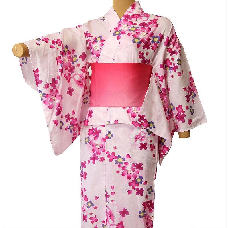 浴衣 レンタル セット Mサイズ レディース ピンク 桜 : レンタル着物