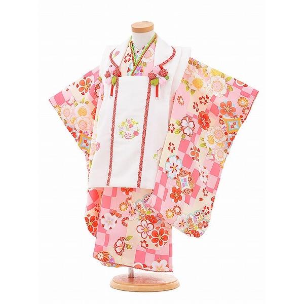 七五三 3歳 女の子 レンタル 簡単 着付け ワンタッチ 着物 被布 ピンク