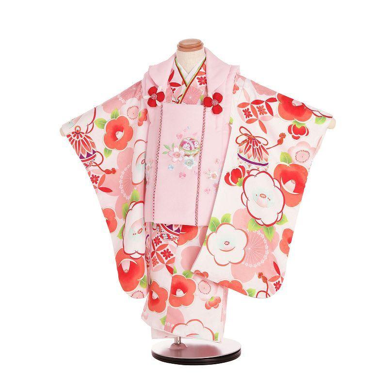 七五三　3才　椿 楽天市場】七五三 着物 3歳 レンタル 七五三 3歳 被布 セット 3674 白