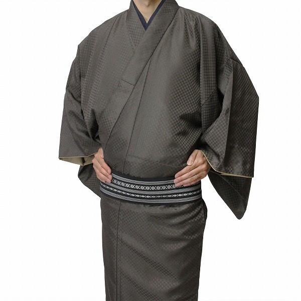 男性 着物・羽織 レンタル Lサイズ メンズ 茶色 市松 御召風｜rental-kimono｜02