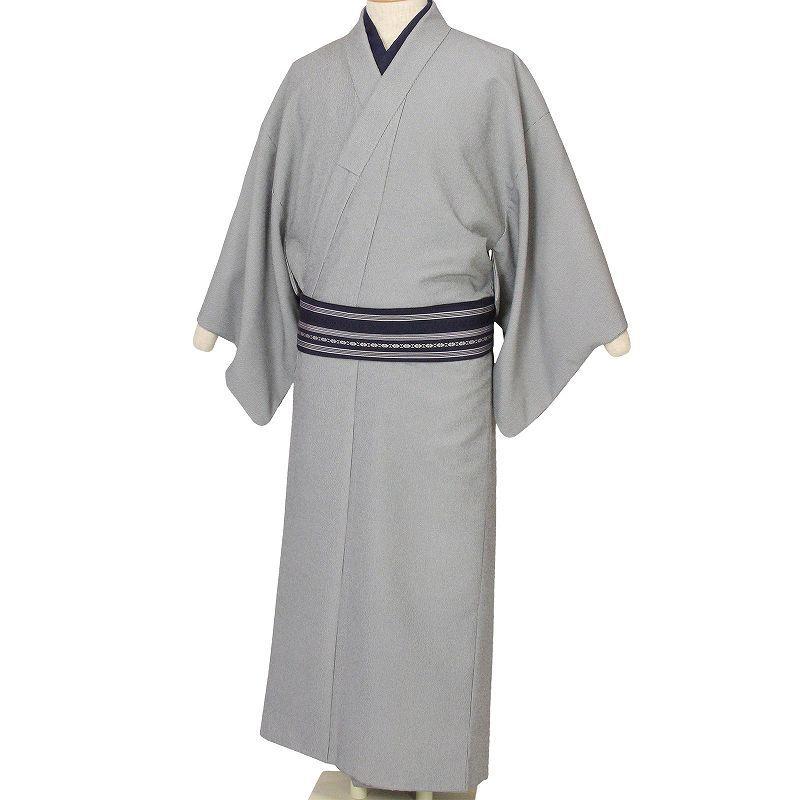 着物 レンタル 男 メンズ XLサイズ 白グレー 万筋 濃グレー｜rental-kimono｜02