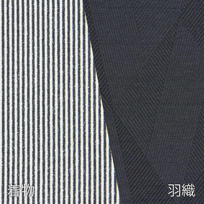 着物 レンタル 男 メンズ XLサイズ 白グレー 万筋 濃グレー｜rental-kimono｜03