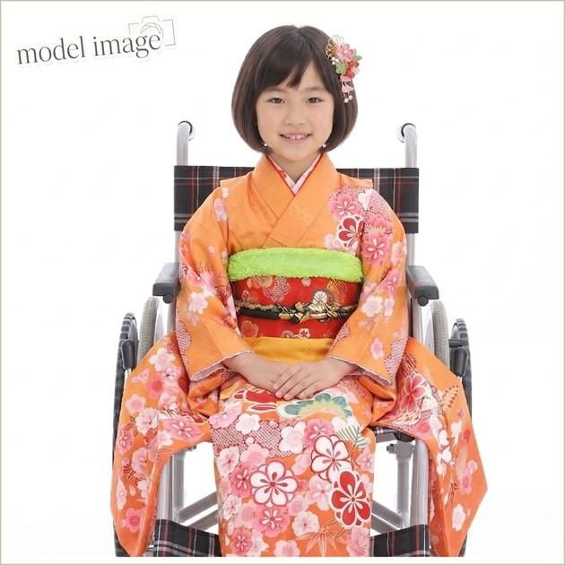 車椅子7歳 女の子 七五三 感動楽チャック着物レンタル czj7007