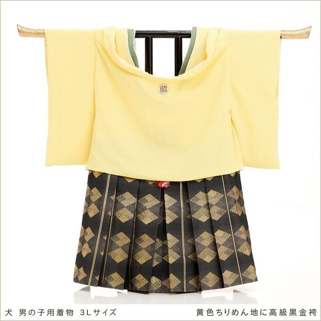 犬の着物レンタル 大型犬 男の子 D3l 005 ペット衣装 往復送料無料 高級生地 かっこいい 結婚式 七五三 撮影会 黄色ちりめん地に高級黒金袴 D3l 005 貸衣裳ぽえむ 通販 Yahoo ショッピング